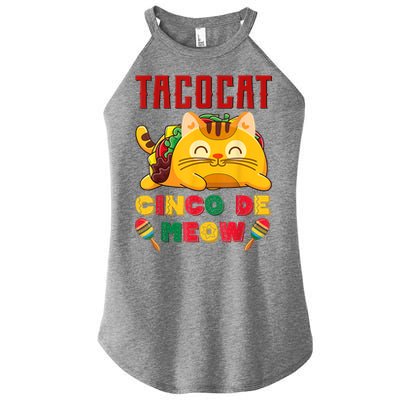 Cinco De Meow Taco Cat, Mexican Cinco De Mayo Cat Lovers Women's Perfect Tri Rocker Tank