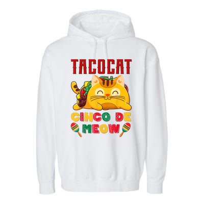 Cinco De Meow Taco Cat, Mexican Cinco De Mayo Cat Lovers Garment-Dyed Fleece Hoodie