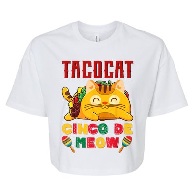 Cinco De Meow Taco Cat, Mexican Cinco De Mayo Cat Lovers Bella+Canvas Jersey Crop Tee