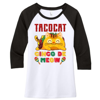 Cinco De Meow Taco Cat, Mexican Cinco De Mayo Cat Lovers Women's Tri-Blend 3/4-Sleeve Raglan Shirt