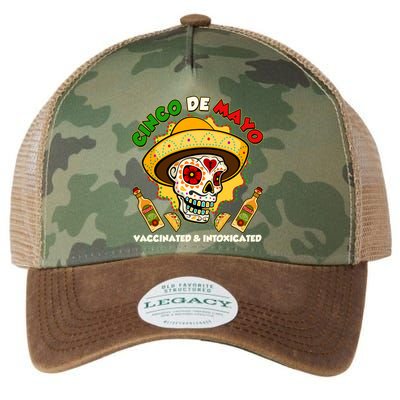 Cinco De Mayo Vaccinated And Intoxicated Sugar Skull Legacy Tie Dye Trucker Hat