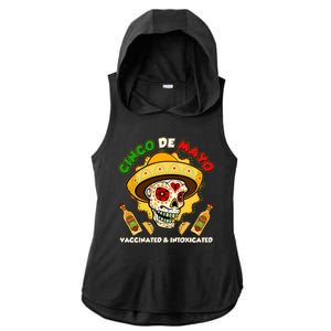 Cinco De Mayo Vaccinated And Intoxicated Sugar Skull Ladies PosiCharge Tri-Blend Wicking Draft Hoodie Tank