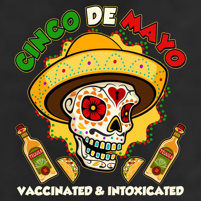 Cinco De Mayo Vaccinated And Intoxicated Sugar Skull Cool Comfort Performance Bucket Hat