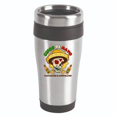 Cinco De Mayo Vaccinated And Intoxicated Sugar Skull 16oz Travel Tumbler
