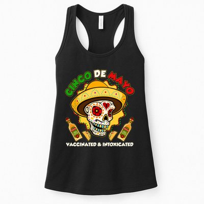 Cinco De Mayo Vaccinated And Intoxicated Sugar Skull Womens Tank Top
