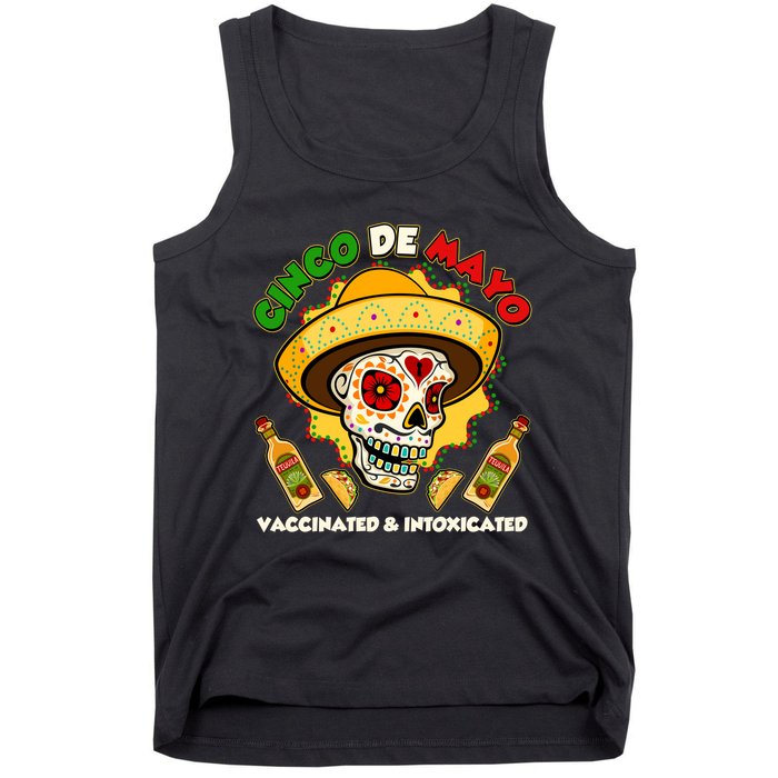 Cinco De Mayo Vaccinated And Intoxicated Sugar Skull Tank Top