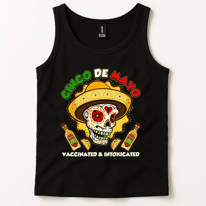 Cinco De Mayo Vaccinated And Intoxicated Sugar Skull Tank Top