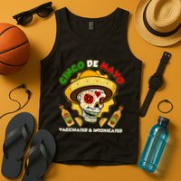 Cinco De Mayo Vaccinated And Intoxicated Sugar Skull Tank Top