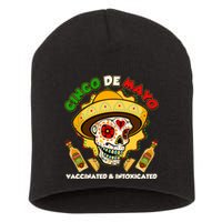 Cinco De Mayo Vaccinated And Intoxicated Sugar Skull Short Acrylic Beanie