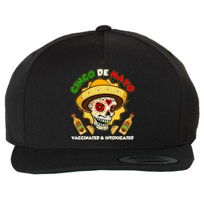 Cinco De Mayo Vaccinated And Intoxicated Sugar Skull Wool Snapback Cap