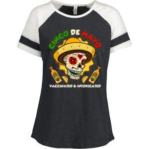 Cinco De Mayo Vaccinated And Intoxicated Sugar Skull Enza Ladies Jersey Colorblock Tee