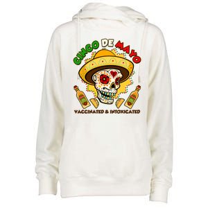 Cinco De Mayo Vaccinated And Intoxicated Sugar Skull Womens Funnel Neck Pullover Hood