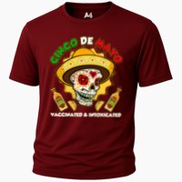 Cinco De Mayo Vaccinated And Intoxicated Sugar Skull Cooling Performance Crew T-Shirt