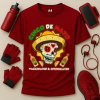 Cinco De Mayo Vaccinated And Intoxicated Sugar Skull Cooling Performance Crew T-Shirt