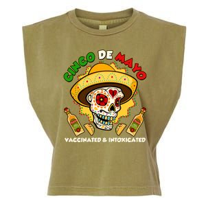 Cinco De Mayo Vaccinated And Intoxicated Sugar Skull Garment-Dyed Women's Muscle Tee