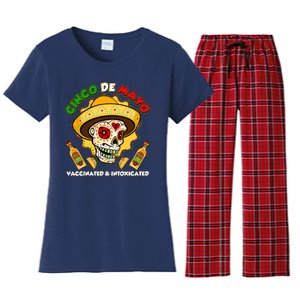 Cinco De Mayo Vaccinated And Intoxicated Sugar Skull Women's Flannel Pajama Set