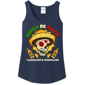 Cinco De Mayo Vaccinated And Intoxicated Sugar Skull Ladies Essential Tank