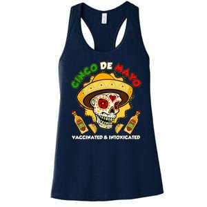 Cinco De Mayo Vaccinated And Intoxicated Sugar Skull Women's Racerback Tank