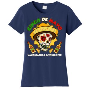 Cinco De Mayo Vaccinated And Intoxicated Sugar Skull Women's T-Shirt