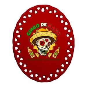 Cinco De Mayo Vaccinated And Intoxicated Sugar Skull Ceramic Oval Ornament