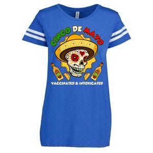 Cinco De Mayo Vaccinated And Intoxicated Sugar Skull Enza Ladies Jersey Football T-Shirt