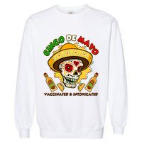 Cinco De Mayo Vaccinated And Intoxicated Sugar Skull Garment-Dyed Sweatshirt