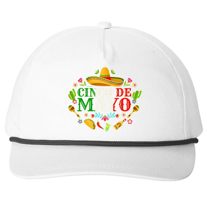 Cinco De Mayo Mexican Fiesta 5 De Mayo Snapback Five-Panel Rope Hat