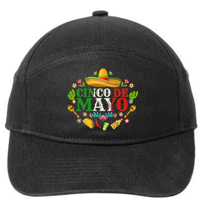 Cinco De Mayo Mexican Fiesta 5 De Mayo 7-Panel Snapback Hat