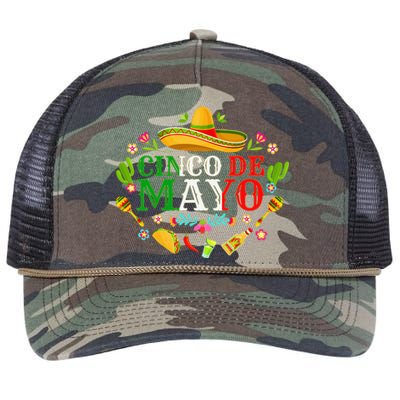 Cinco De Mayo Mexican Fiesta 5 De Mayo Retro Rope Trucker Hat Cap