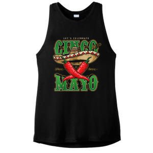 Cinco De Mayo Lets Celebrate With Hot Chilli Ladies PosiCharge Tri-Blend Wicking Tank