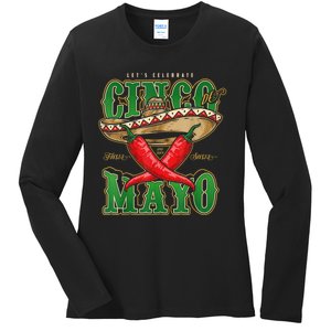 Cinco De Mayo Lets Celebrate With Hot Chilli Ladies Long Sleeve Shirt