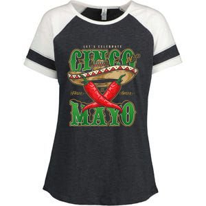 Cinco De Mayo Lets Celebrate With Hot Chilli Enza Ladies Jersey Colorblock Tee