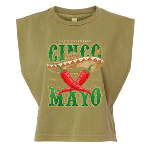 Cinco De Mayo Lets Celebrate With Hot Chilli Garment-Dyed Women's Muscle Tee