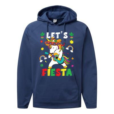 Cinco De Mayo Party Lets Fiesta Dancing Mexican Unicorn Performance Fleece Hoodie