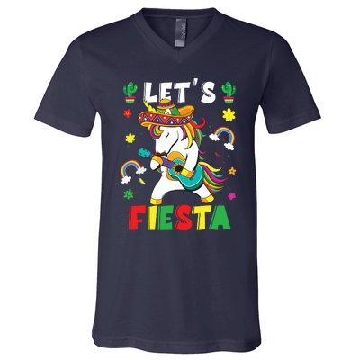 Cinco De Mayo Party Lets Fiesta Dancing Mexican Unicorn V-Neck T-Shirt