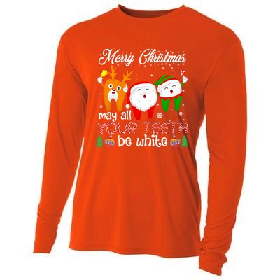 Christmas Dental May All Your Teeth Be White Santa Dental Gift Cooling Performance Long Sleeve Crew