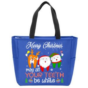 Christmas Dental May All Your Teeth Be White Santa Dental Gift Zip Tote Bag