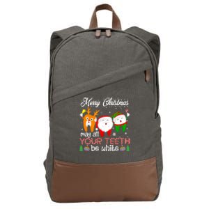 Christmas Dental May All Your Teeth Be White Santa Dental Gift Cotton Canvas Backpack