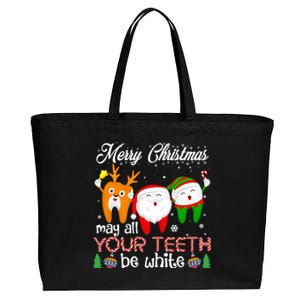 Christmas Dental May All Your Teeth Be White Santa Dental Gift Cotton Canvas Jumbo Tote