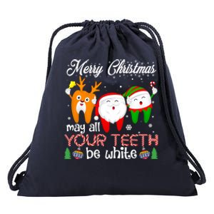 Christmas Dental May All Your Teeth Be White Santa Dental Gift Drawstring Bag