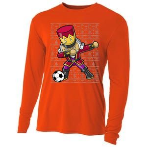 Christmas Dabbing Nutcracker Soccer Player Coach Cooling Performance Long Sleeve Crew