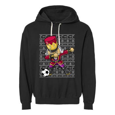 Christmas Dabbing Nutcracker Soccer Player Coach Garment-Dyed Fleece Hoodie