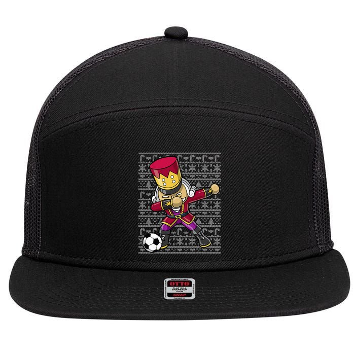 Christmas Dabbing Nutcracker Soccer Player Coach 7 Panel Mesh Trucker Snapback Hat