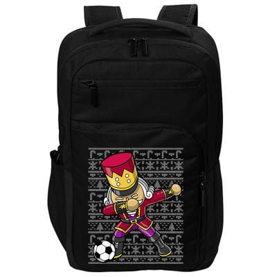 Christmas Dabbing Nutcracker Soccer Player Coach Impact Tech Backpack