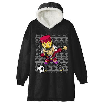 Christmas Dabbing Nutcracker Soccer Player Coach Hooded Wearable Blanket