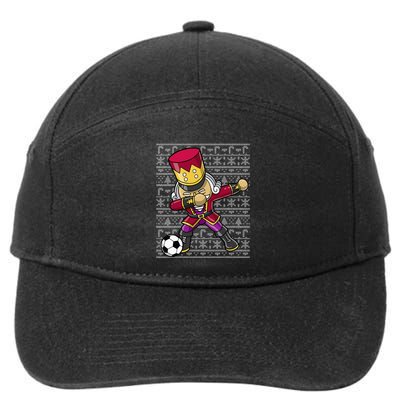 Christmas Dabbing Nutcracker Soccer Player Coach 7-Panel Snapback Hat