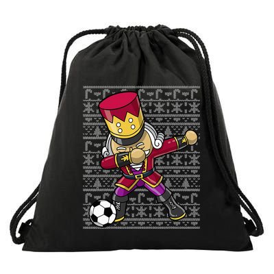Christmas Dabbing Nutcracker Soccer Player Coach Drawstring Bag