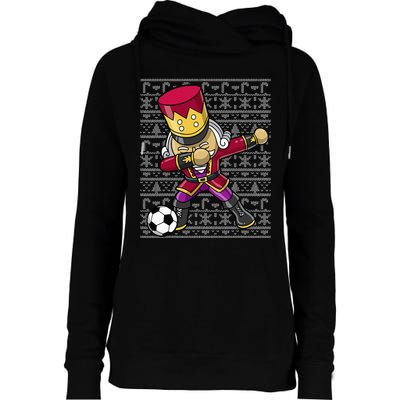 Christmas Dabbing Nutcracker Soccer Player Coach Womens Funnel Neck Pullover Hood