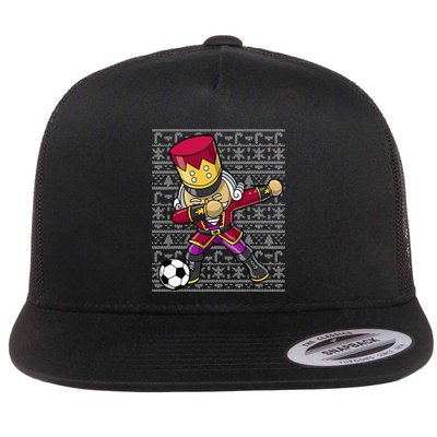 Christmas Dabbing Nutcracker Soccer Player Coach Flat Bill Trucker Hat