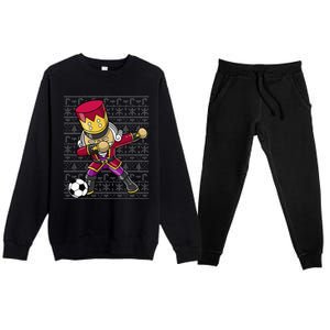 Christmas Dabbing Nutcracker Soccer Player Coach Premium Crewneck Sweatsuit Set